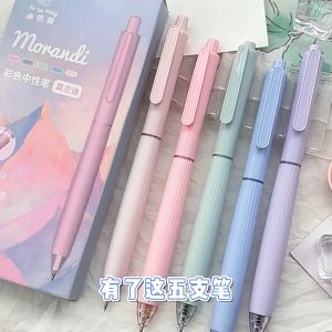 5Pcs Retractable Ballpen Gel Pen Multi-color Ink 0.5mm ST Nib Smooth Writing Quick Drying Back to School & Office Supplies Fashion Stationery