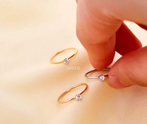 JOYUS Zavia Titanium Stainless Steel 18K Gold Waterproof Minimalist Zircon Rings Birthday Gift Box