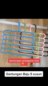 Hanger Baju Pakaian Jilbab 5 Tingkat Gantungan 5 Susun Multifungsi