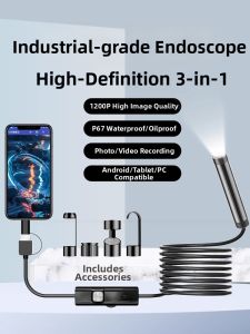 High Definition Industrial Endoscope Camera for Car Engine Repair Mobile Phone Inspection Probe Turnable Industrial Pipe Detection