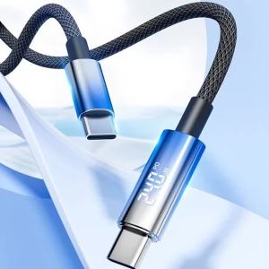 Cáp USB-C Màu Xanh Dành Cho iPhone 17 Pro Max Hỗ Trợ Sạc Nhanh PD Tương Thích Với Huawei Xiaomi Samsung - Phụ Kiện Cáp Sạc Điện Thoại Di Động Loại C Dệt Bện