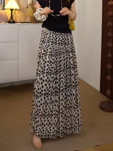 MANMI | Elegant High Waist Polka Dot Midi Skirt