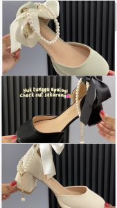 PINKEY P258 Sepatu Wanita Korean Style Woman Pumps Ankle Strap Mary Jane Heels Shoes Kekinian