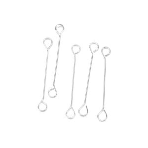 50pcs/lot 15 20 25 30 45mm Metal Steel Double Eye Pin Earrings Ear Connecting Rod For DIY Jewelry Pins Making Handcraft Supplies