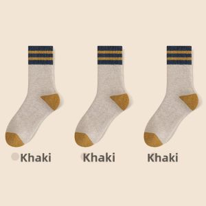 miiow | Mens Mid-Calf Fleece Lined Thickened Loop Winter Socks Warm Floor Sleep Socks Polyester Viscose Cotton Blend Striped Pattern