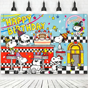 Beast Kingdom | Cartoon Dog Snoopys Backdrop Kids Birthday Decorations Party Supplies Baby Shower Banner Photo Shoot Props Boy Girl Gifts Poster