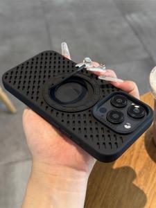 Heat Dissipation Ring Magnetic Absorption Shell Suitable for Apple 16 iPhone 15 pro Max New Model 14 Hollow out Heat Dissipation 13 Luxury Feeling 12 Creative Silicone Soft Shell Anti-Fall Protective Case Cover