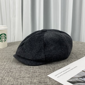 British Style Trendy Wool Octagonal Hat