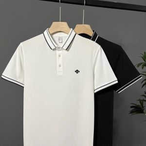 Áo Thun Polo Đính Thêu Sang Trọng Mùa Hè Thường Ngày Tay Ngắn Cổ Polo Nam Áo Thun Nam Dáng Ôm Vừa Vặn Chất Liệu Cotton Pha Trộn