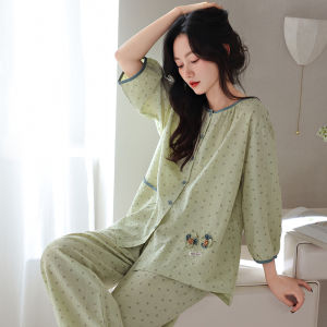 miiow | MiiOW Cat Mom Summer Sleepwear Womens Lightweight Woven Cotton Floral Print Large Size Outdoor Wearable Home Clothes