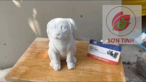 Tượng thạch cao Chú chó đeo cặp làm chậu sen đá (Không kèm màu) tô tượng đồ chơi cho trẻ