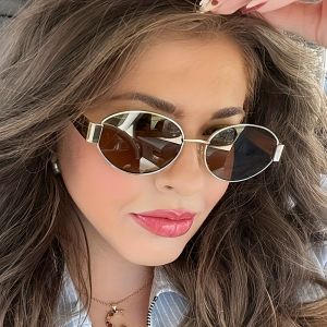 Metal Fashion Womens Sunglasses Luxury Brand Glasses Oval Frame Classic Colors