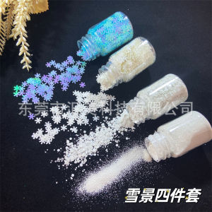 Christmas Snowflake Glitter Artificial Snow Scene DIY Flow Hemp Drop Glue Shiny Powder Ceramic White Snow Dust Sparkle Material