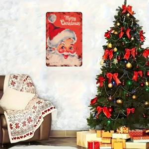 CIFbuy | Iron Santa Claus Metal Wall Art - Modern Christmas Decor English Text Retro Sign Holiday Gift for Home Bedroom Cafe