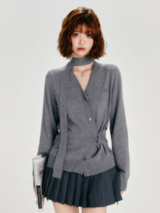 Tagkita | Áo Cardigan Len V-Neck Không Đều Cho Phụ Nữ