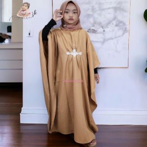 Gamis Anak Perempuan Firatiar Dress Kaftan Kids Polos Renda Melati 1 - 12 tahun Model Terbaru 2024