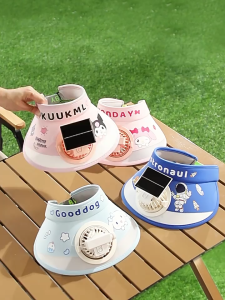 Kuromi Kid solar fan hat Outdoor solar-powered fan hat Kids Sun Hat with Fan Solar Fan Hat for Kids Cartoon Sun Visor Rechargeable Fan Hat type c Charging Hat