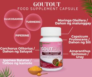 GOUTOUT Food Supplement Capsule with Piperine Glucosamine Turmeric First Vita Plus Natural Health Drink