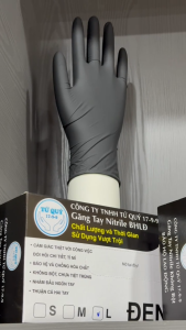 Găng Tay Cao Su Nitrile 9 inch - Đen - Chống thắm nước - bền| Găng Tay Cao Su Tứ Quý 17-9-9