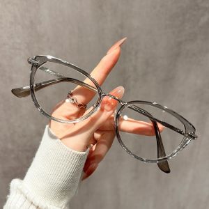 Retro Cat Eye Holder Womens Fashionable Photochromic Anti Blue Light Glasses Metal Frame Glasses Party Glasses