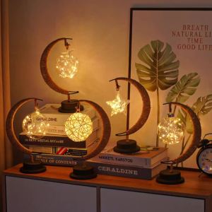 1pc LED Moon LampIron Art Decorative Table Lamp for BarBedroomliving RoomBattery Powered Black Portable Night Light