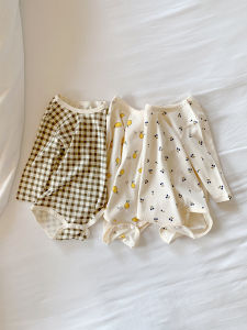 ชุดคลุมก้นแขนยาวผ้าฝ้ายแท้สำหรับเด็กทารกชุดคลานฤดูใบไม้ร่วงสำหรับเด็กแรกเกิดเด็กทารกชายชุดบอดี้สูทสำหรับเด็กหญิงชุดฤดูใบไม้ผลิและฤดูใบไม้ร่วงสำหรับฤดูร้อน