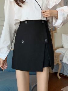 High Waist Asymmetrical Mini Skirt Womens Spring Summer New Style Slimming Split Wrap around A-Line Skirt Korean Style Commute