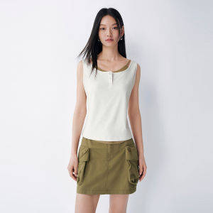 PEACEBIRD | Color Block Faux Layer Workwear Henley Vest