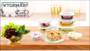 DAILYGO Glass Lunch Box Leak Proof Microwave Safe Bento Box Oven-Safe Bento Lunch Box Food Crisper
