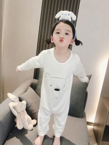Summer Modal Kids Pajamas One-Piece Spring & Fall Thin Girl Boys Baby Summer Baby Homewear Air Conditioning Clothes