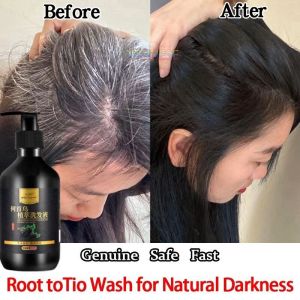 Black Hair Shampoo300mlWhite Hair To Black Hair Shampoo 黑发洗发水 Polygonum Multiflorum Tonic Anti-White Hair Care Gentle Nourshing Hair Roots Coverage Grey Hair Treatment Care Shampoo