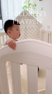Quây cho bé Babyviva mẫu Luxury White (chưa gồm thảm) nhựa nguyên sinh an toàn cho bé