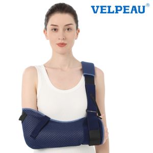 Velpeau Arm Sling with Waist Strap -Ventilated & Breathable Support Brace for Shoulder Rotator Cuff Elbow Hand injury (Mesh-Blue)