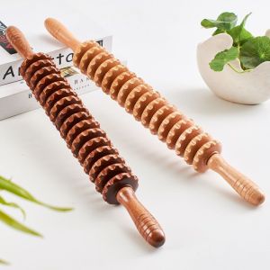 Wooden Meridian Yoga Wand Facial Roller Wooden Slimming Massage Stick Muscle Relaxation Leg Back Strap Cervical Spine Massager