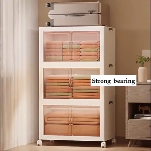 Plastic Storage Bins with lids Collapsible Storage Containers with Wheels Closet Organizer and Storage Drawers Clothes Storage Cabinet for Home Office Garage