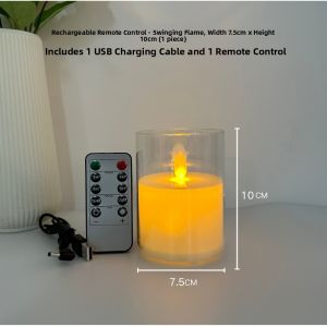 Acrylic LED Electronic Candle Glass Cup Candlelight Swing Light Birthday Party Decoration Smokeless Candle for Wedding Proposal