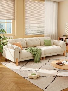 Pet-friendly Velvet Fabric Straight Layout Feather Sofa