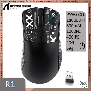 ATTACK SHARK | ATTACK SHARK R1 59g Ultra-light Mouse Have PAW331118000DPI400IPS40G1000HzTri-ModeBroadcom BK3633 Master20 Million Times