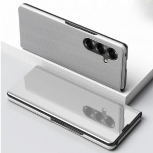 Luxury Mirror Flip Holder Cover Phone Case For Samsung Galaxy Z Fold 8 Ultra 8 7 6 5 4 PU Leather Stand Full Shockproof Cover