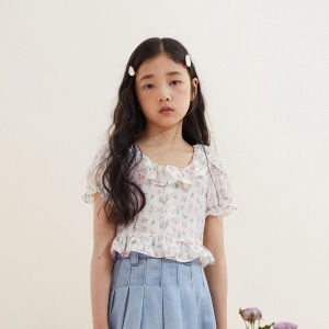 LOVESASAKIDS | French Style Rose Garden Square Neck Puff Sleeve Lightweight Blouse