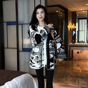 Fashionable Retro Ink Painting Long Cardigan