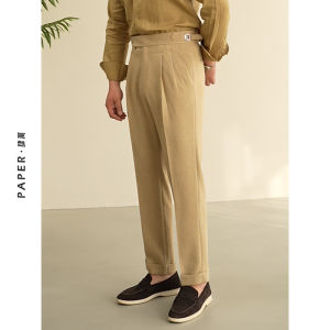 Vintage Stylish Mid High Waist Straight Cut Business Casual Pants