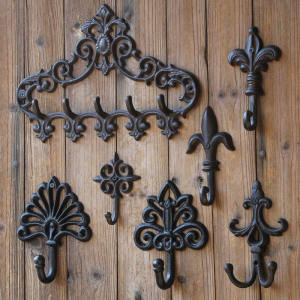 Phong Cách Châu Âu Vintage Sắt Nghệ Thuật Vườn Móc Treo Tường Ngoài Trời Trang Trí Quần Áo Móc Chìa Khóa Sắt Đúc Móc Cho Lối Vào