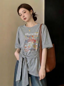 Áo Thun Dài In Chữ Alphabet Đai Nịt Giảm Cân