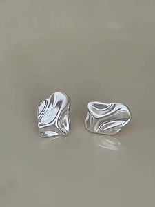 925 Sterling Silver Irregular Studs Earring for Women Vintage Crinkled Frosting Punk Rock Jewelry Party Gift Dropshipping