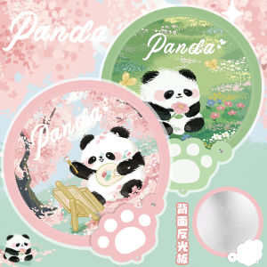 พัดลมพับได้ลายแพนด้า รูปตัวต่อ ขนาดเล็ก น้ำหนักเบา สำหรับเด็กนักเรียนประถม ฤดูร้อน น่ารัก พัดลมพกพา ลายการ์ตูน โลหะ พัดลมพับได้