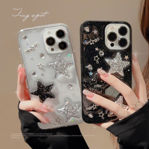 Black 3D Sparkling Pink Star Phone Case For Iphone 15 14 13 12 11 Pro Max X XR XSMAX 7 8 Plus SE TPU Case Cover New Products
