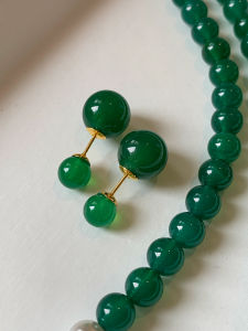CAFFTI | Luxury Chinese Style Green Agate Earrings