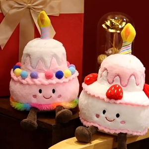 25cmตุ๊กตาเค้กวันเกิดเค้กน่ารักสายรุ้งแหวนของเล่นตุ๊กตาที่สมบูรณ์แบบสําหรับอาชีพทั้งหมดพร้อมไฟและเสียงเพลง