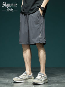 Ice Silk Cool Sensation Elastic Shorts Mens Loose Large Size Quick Dry Sports Pants Summer New Anti-Wrinkle Five-Quarter Length